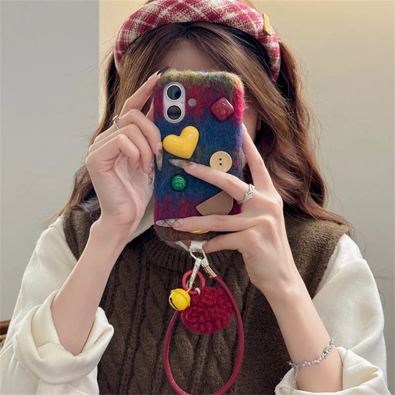 Plush Girl Mirror Case For iPhone 14 15 16 Pro Max 13 Pro Max Cosmetic Mirror Drop Protection Cover