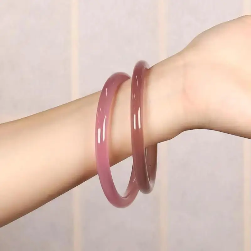 سوار العقيق العقيق النضرة ، جلجل إمبرالي أرجواني عالي الجليد ، سوار دائري صغير رقيق طبيعي جليدي