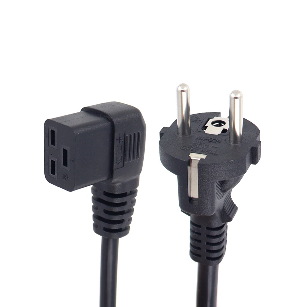 Right Angle C19 to Europe plug Power Cable for Server/PDU, Connected To C20 AC Power Cable Schuko Adapter L-shaped Lead Cord