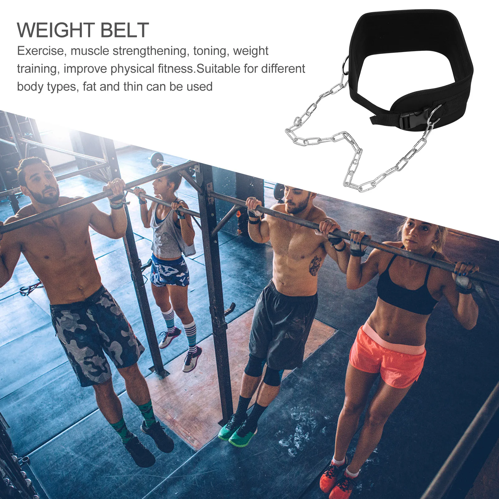

1Pcs Weightlifting Waist Belt Detachable Thick Chain Adjustable Sports Belt for Muscle Toning Weight Training Equipment