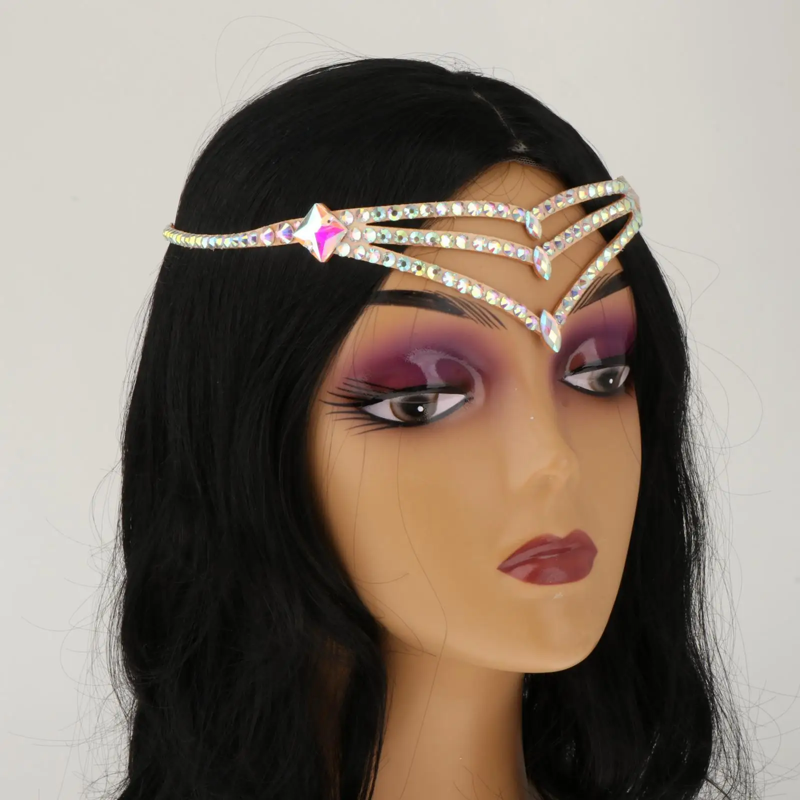 Belly Dance Headdresses Rhinestone Head Wear Headpiece Bellydance Accessories for Performance Wedding Festival Party Adult Teen