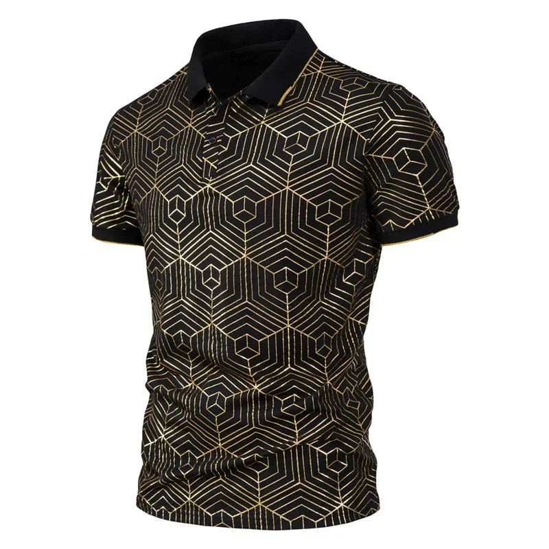 2023 Summer New Men's Loose Large Fashion Spider Web Stamping Print Short Sleeve Fashion Personality Polo T-shirt