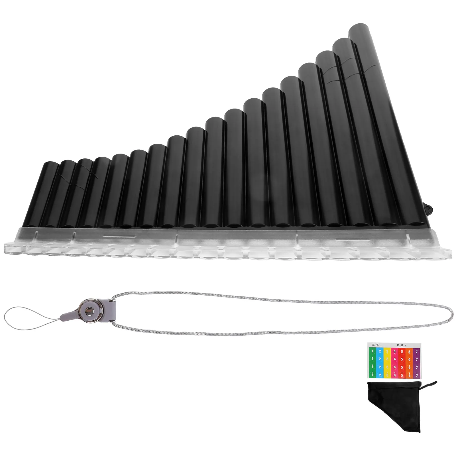 

18 Tubes C Major Pan Flute ABS Resin Professional Musical Instrument for Beginners Students Portable Long Flute