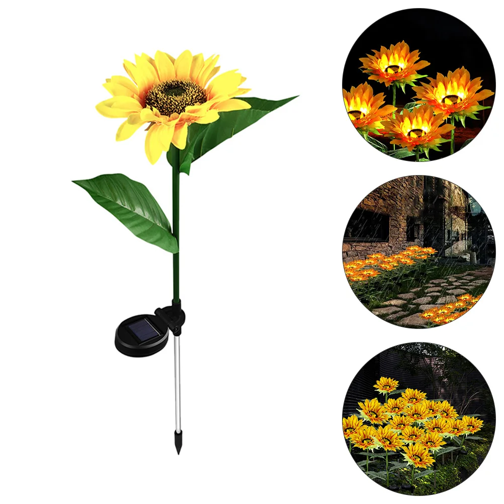 

1pc Sunflower Shape Solar Energy Lamp Waterproof Lawn Light Outdoor Ambience Lighting For Garden Patio Pool Pathways Fence
