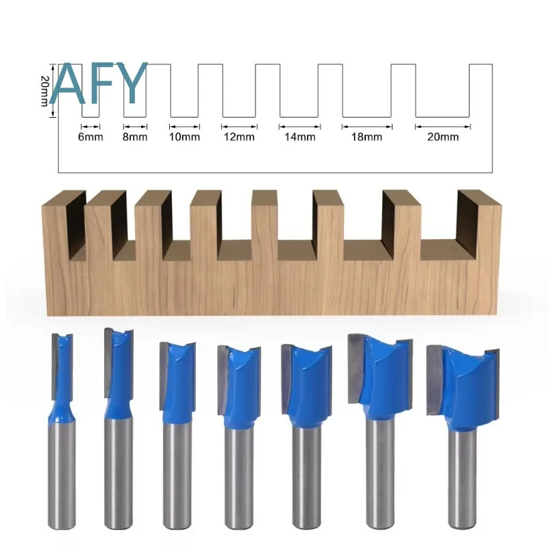 7pcs 8MM Shank TCT Straight Bit High Quality Trim Cutter for Woodworking Carpentry Milling Cutter Tool for CNC Router Machine