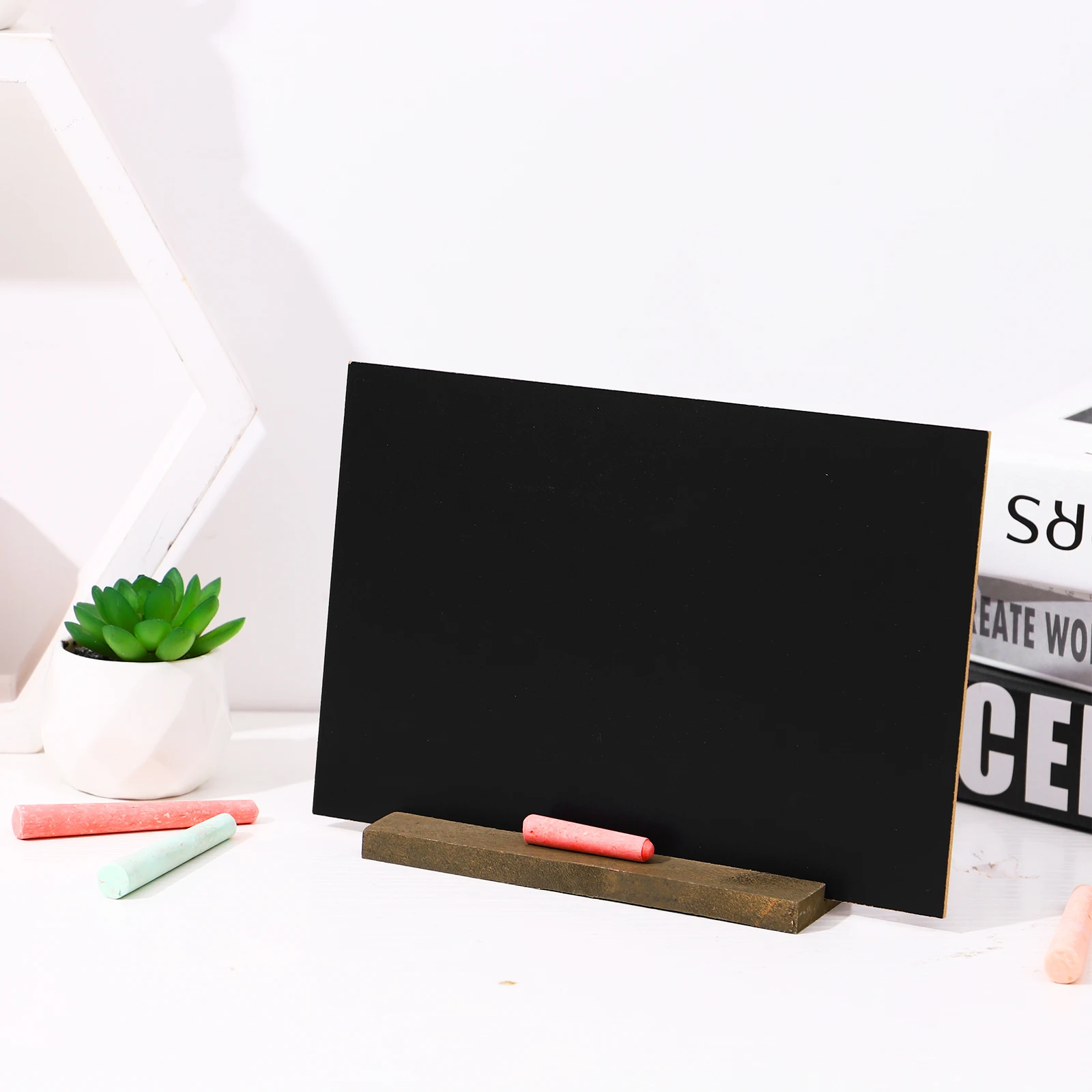 

Small Wooden Blackboard Ornaments Messgae Mini Chalk Sign Tabletop Chalkboard with Stand Two-Sided Double