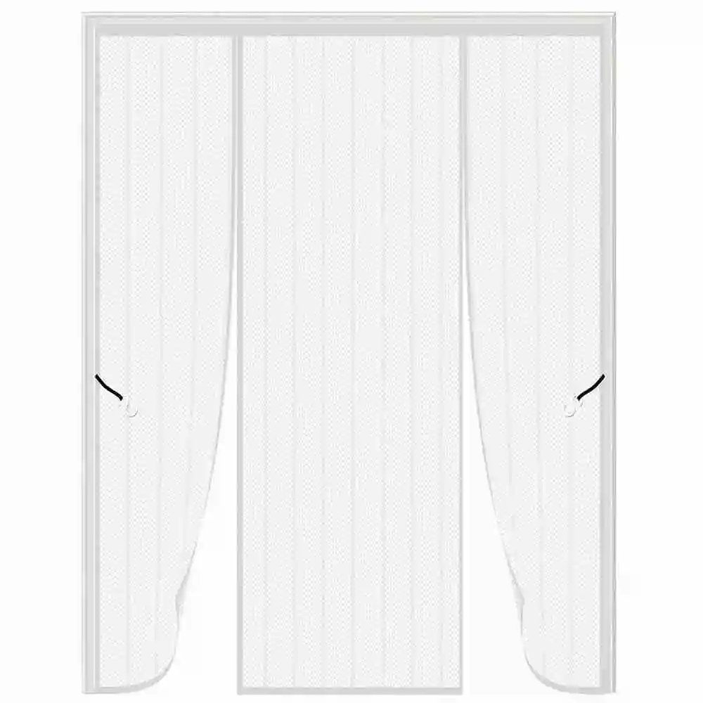 Double Open White Magnetic Mosquito Screen Door Curtain, Easy Install Mesh Fly Bug Screen for Home Kitchen Bedroom Anti Mosquito Net Curtain