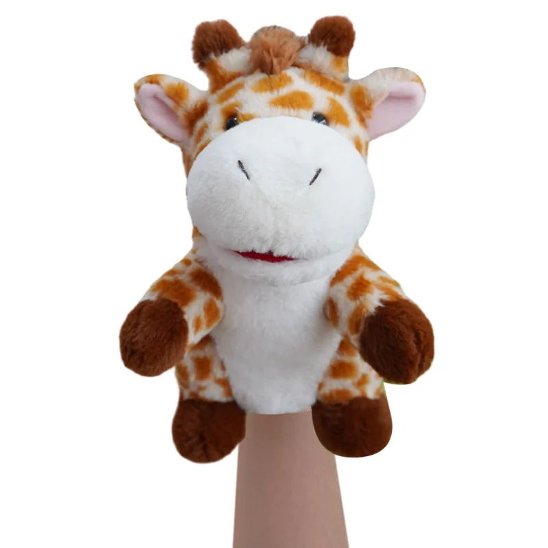 Juguete de peluche de marioneta de mano de dibujos animados de ciervo jirafa lindo de alta calidad