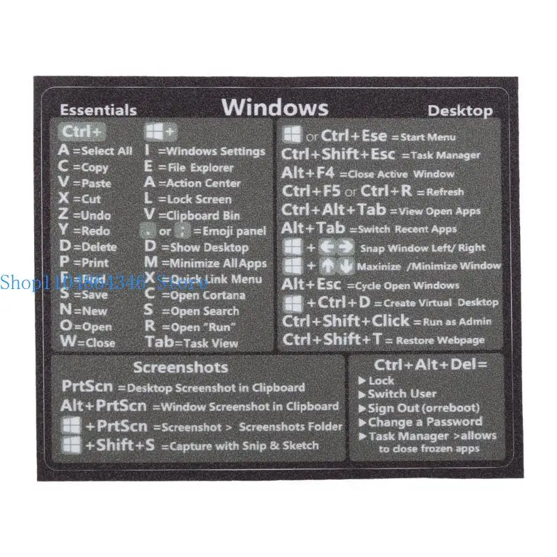 652F Keyboard Shortcut Tips Keyboard Decoration for Student Pad Laptop Desktop PC