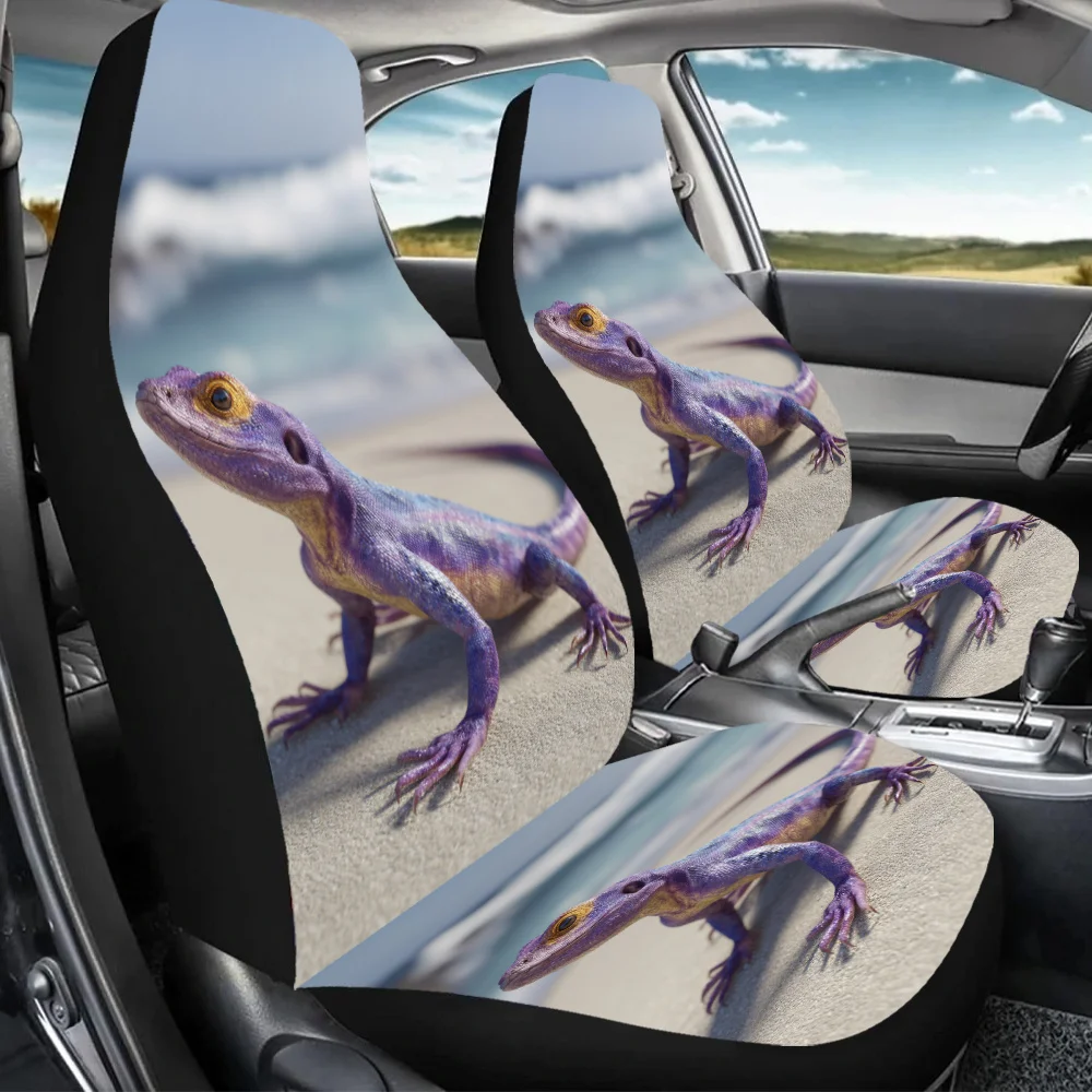 2pcs Beach Lizard Beauty Car Seat Covers | Universal Fit, Polyester, Non- Fabric, Sponge Filled, Enhances Driving Pleasure, Idea