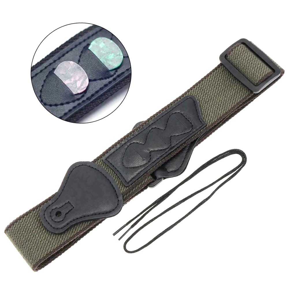 

ABVH-Folk Гитара Электрогитара Бас Ремешок из чистого хлопка с грифом Pick-Хаки Прочный Простой в использовании