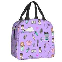 Custom Doctor Nurse Medical Medicine Resuable Lunch Boxes for Women Multifunction Thermal Cooler Food Insulated Lunch Bag