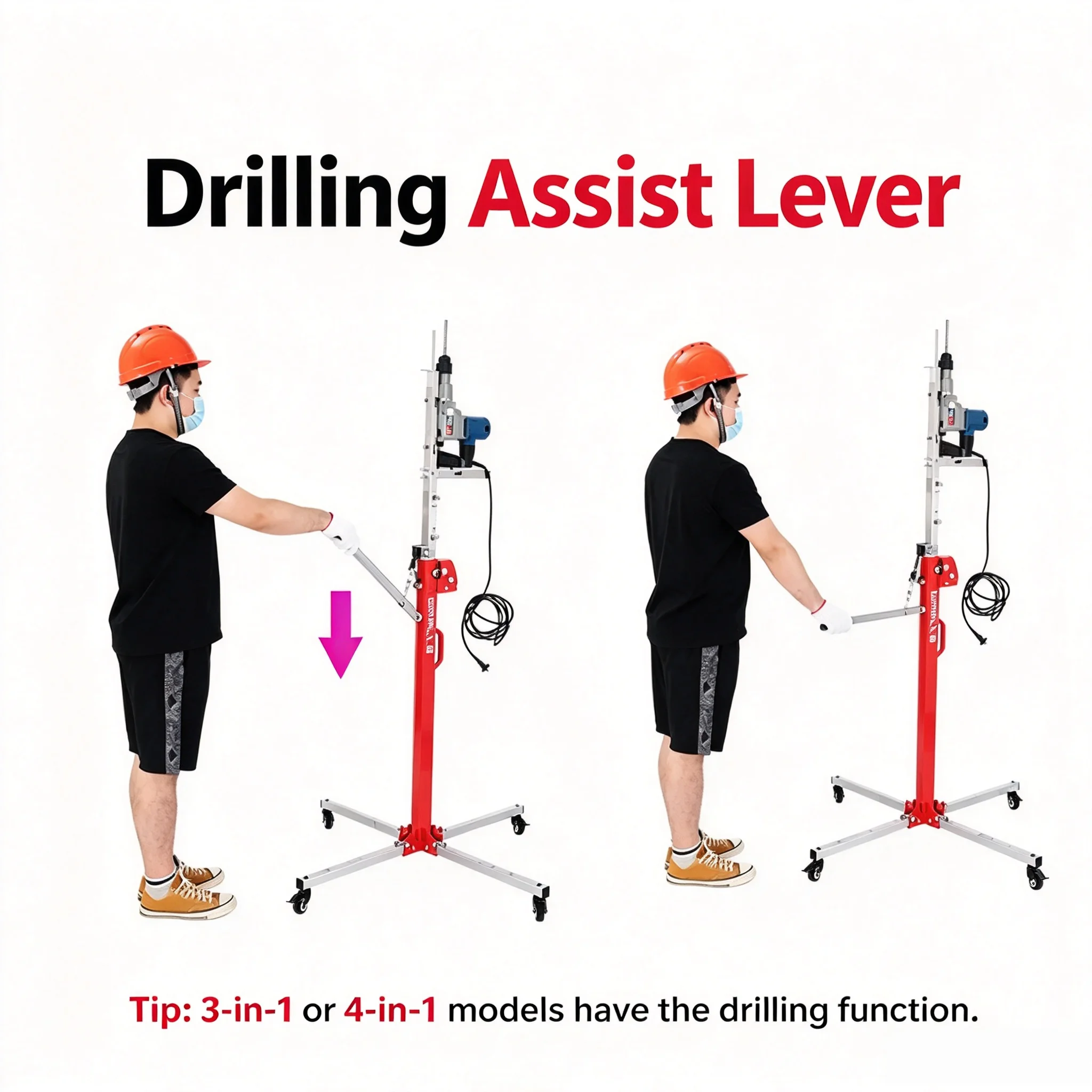 Hand‑Operated Drywall Lifting Jack Ceiling Panel Hoist Portable Lifter for Gypsum Board Lamp Installation Drilling Work