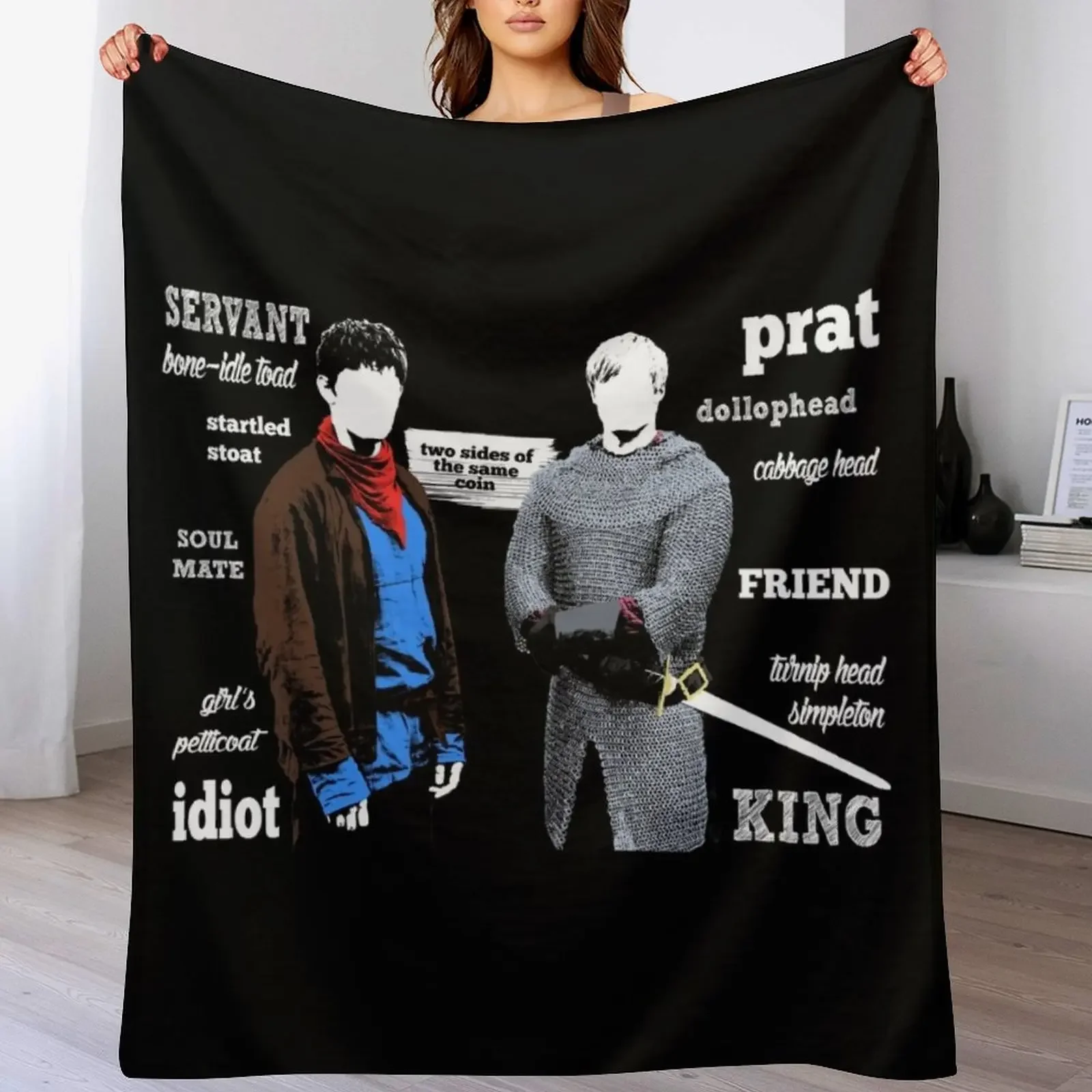 

Merlin and Arthur Titles Throw Blanket Wrinkle Resistant Lightweight Blanket