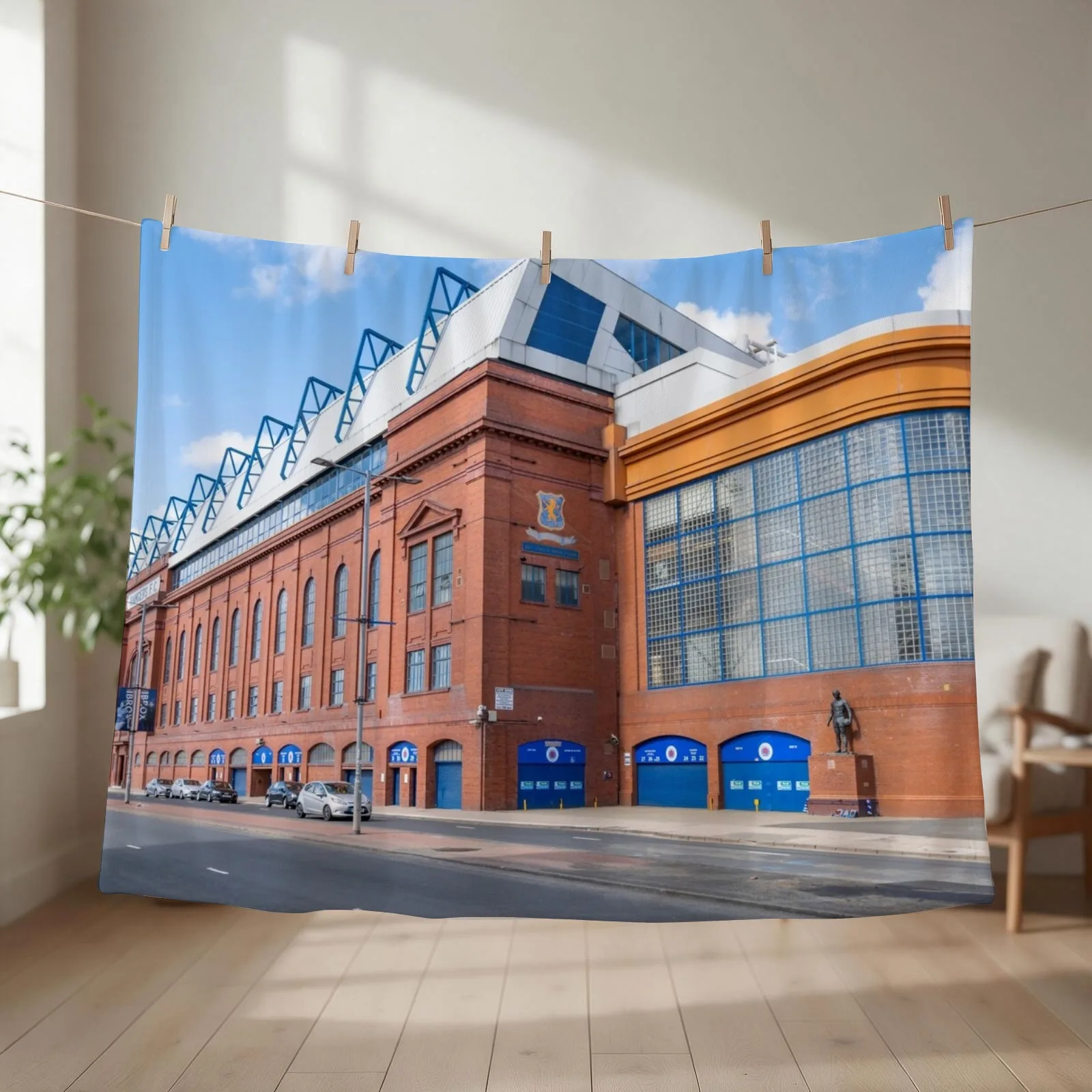 Glasgow Rangers Ibrox Stadium Scotland Throw Blanket couch cozy soft plush fuzzy picnic outdoor blanket