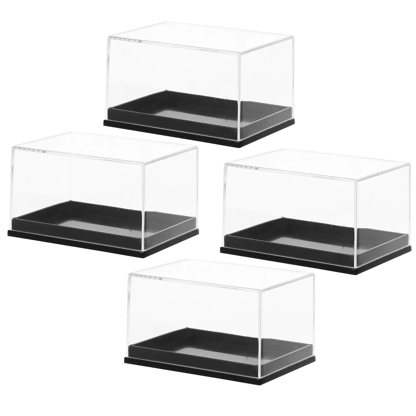 

4pcs Transparent Specimen Box Small Mineral Display Case Clear Protective Container Jewelry Storage Plastic Sample Holder