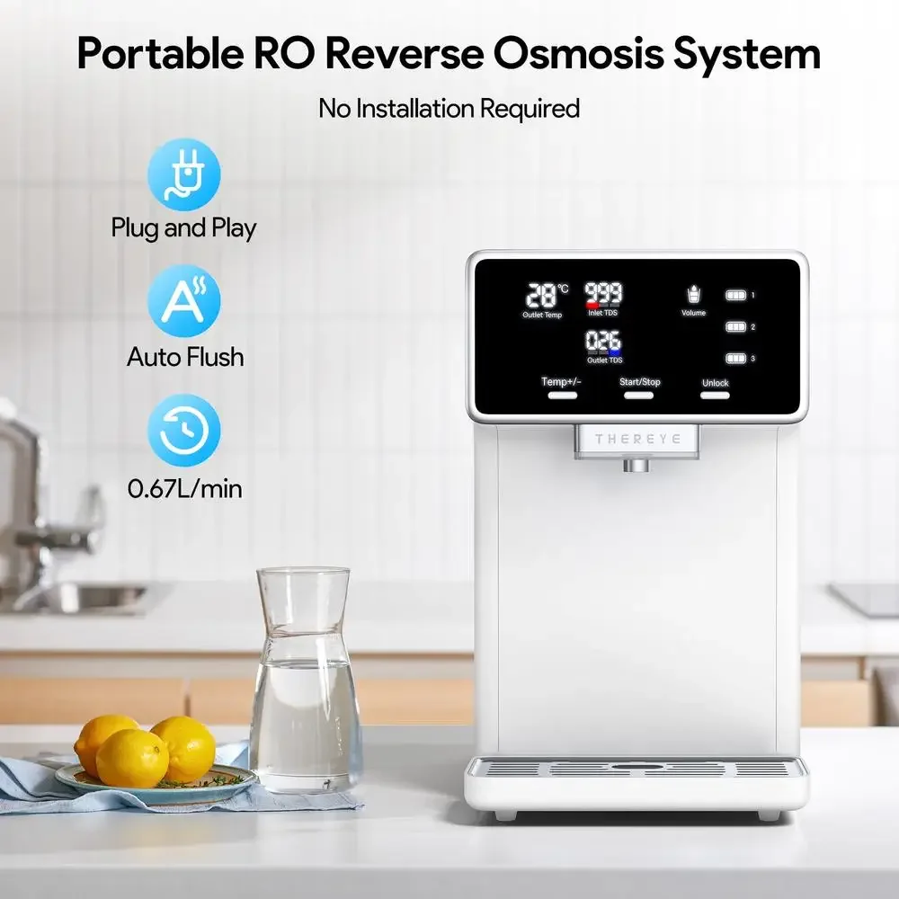 Sistem Pemurnian Air Reverse Osmosis 7 Tahap dengan Pemanas Instan, Bebas BPA, Portabel, dan Fitur Auto Dim