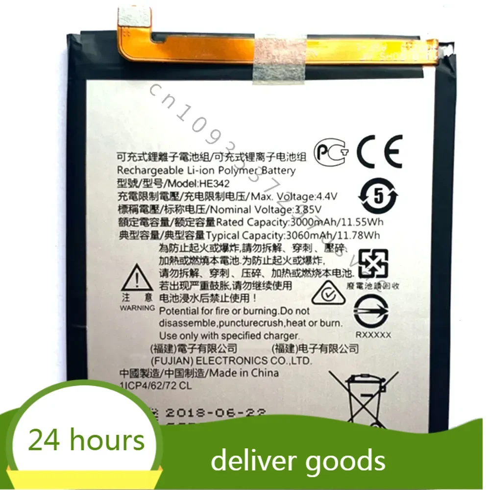 3000mah HE342 battery For Nokia X6 / 5.1 Plus / 6.1 Plus 2018 TA-1099 X5 TA-1109 Cell phone batterie+Number tracking