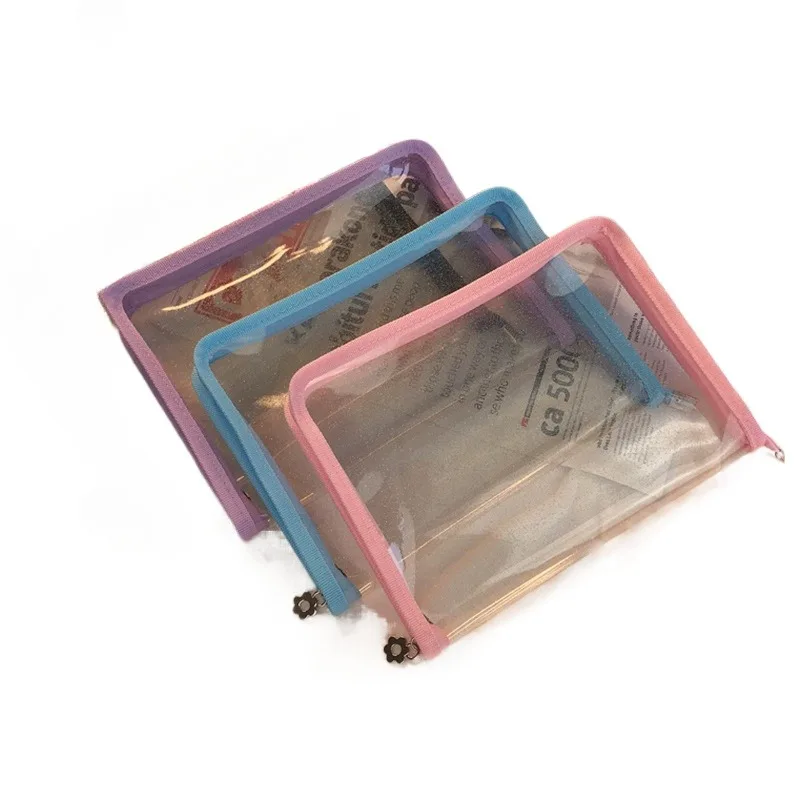 Imagem -02 - Pvc Zip Bolso Bolsa de Armazenamento Pasta de Arquivo Organizador Pasta Transparente a5 Escritório Escola Organizador de Mesa a5