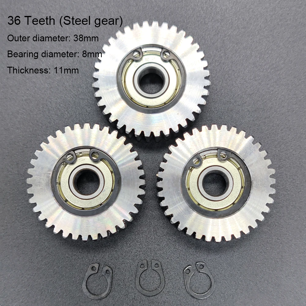 3pcs 36 Teeth Electric Vehicle Bike Steel Gear with Spring E-bike 36T Electric Motor Metal Gears Diameter 38 mm Thickness 11 mm