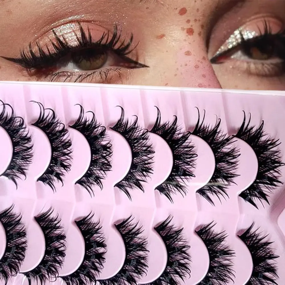 Cils artificiels effet mouillé, style manga, sans cruauté animale, volumineux, courbure D, pointes effilées, pour un maquillage spectaculaire féerique pour femme