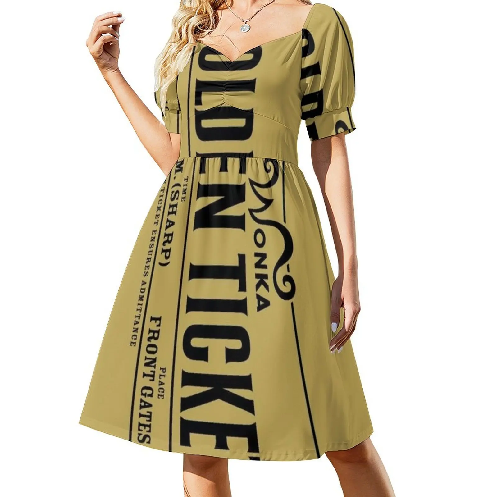 

golden ticket Short Sleeved Dress Long dresses Female dress Dress