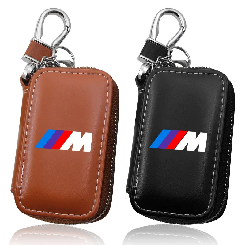 Car Keychain Covers Men Key Holder Genuine Leather Car Key Wallets Bag For BMW M Performance M1 M2 M3 M5 M6 F20 F13 F30 F01