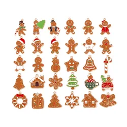 10PCS Zinc Alloy Oil Drip Enamel Creative Christmas Gingerbread Charms Pendant For Earrings Necklaces Jewelry Making Accessories