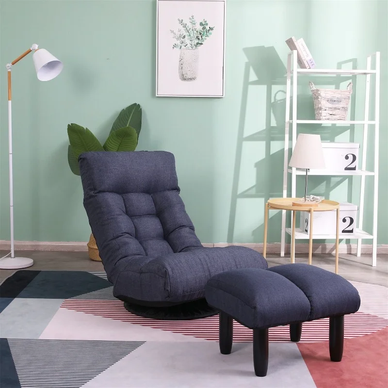 360-Degree rotating recliner with footrest, multi-functional cushion