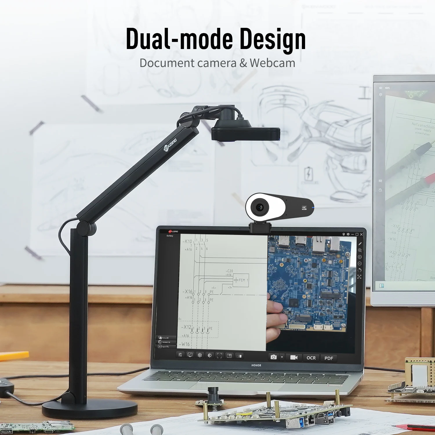 Joyusing V600 12MP 4K Phase-Detection Autofocus Document Camera Dual-mode Design for Multiple Scenarios With Aluminum Alloy Body
