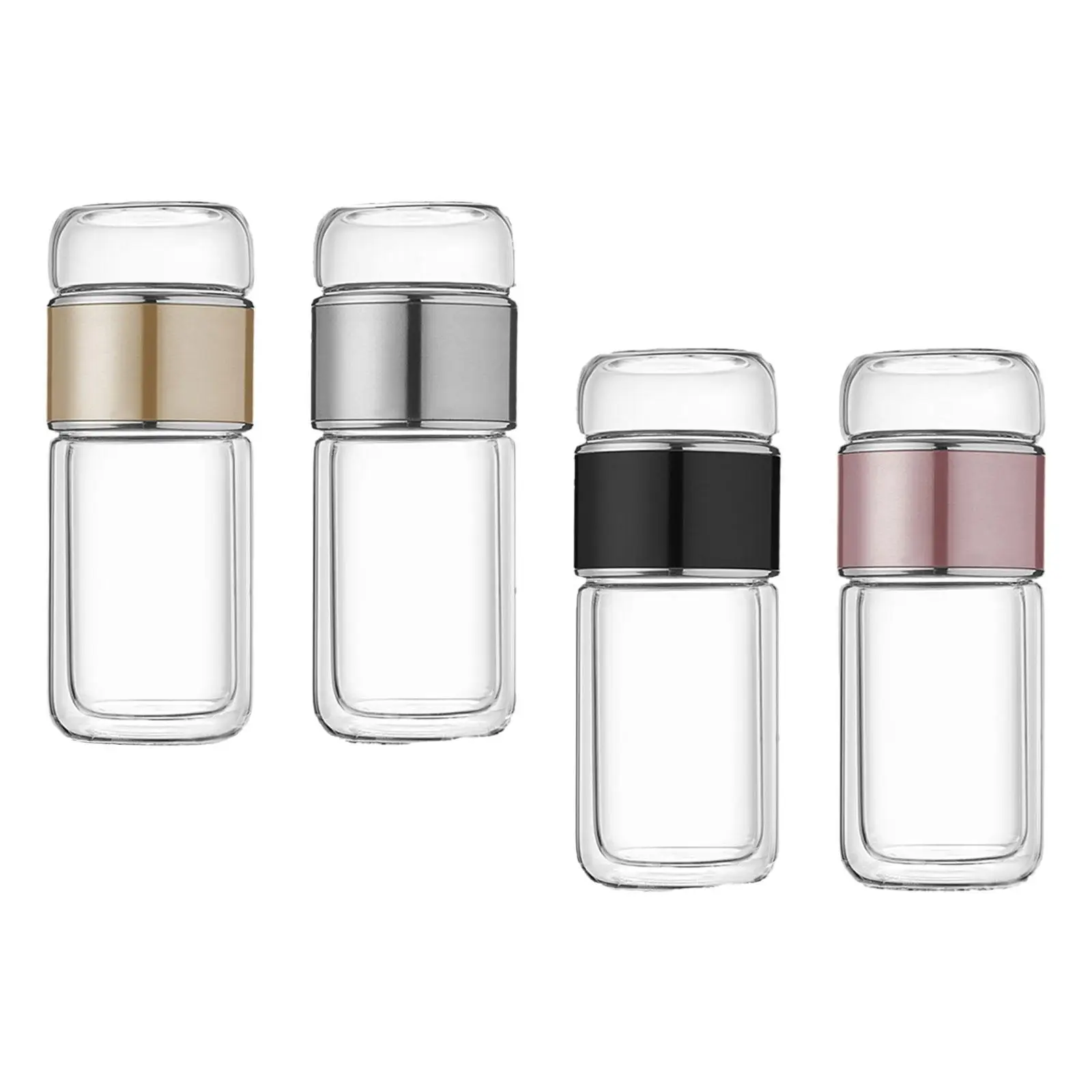 Glass Tea Infuser Bottle 350ml Portable Small Tea Mug for Outdoor Travel