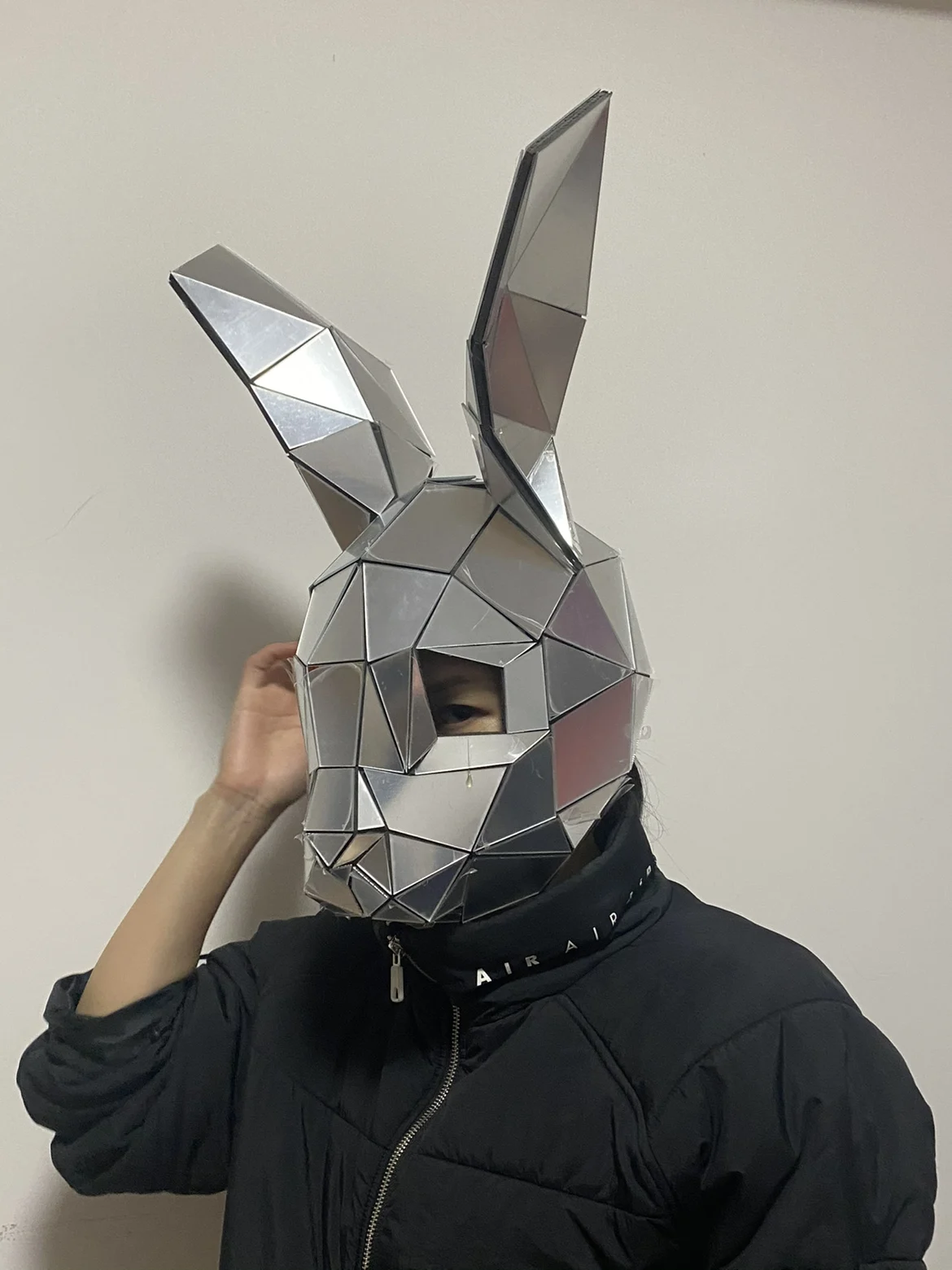 DJ clothes Silver mirror rabbit costume Reflective glass outfit sparkly stage show performance costumes