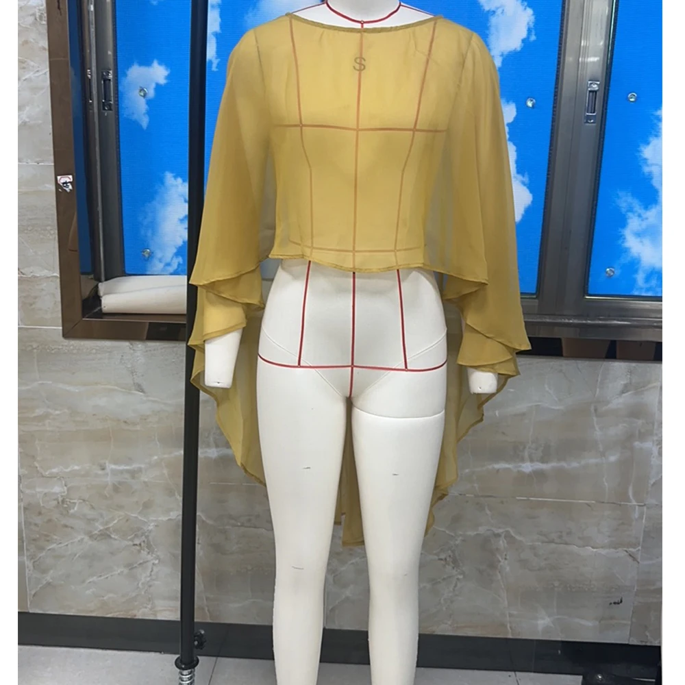 Châles et enveloppes Vintage en maille transparente à col rond pour femmes, robes de soirée, longues Capes en mousseline de soie, Cover-Up pour mariage, style Boho, hauts de plage