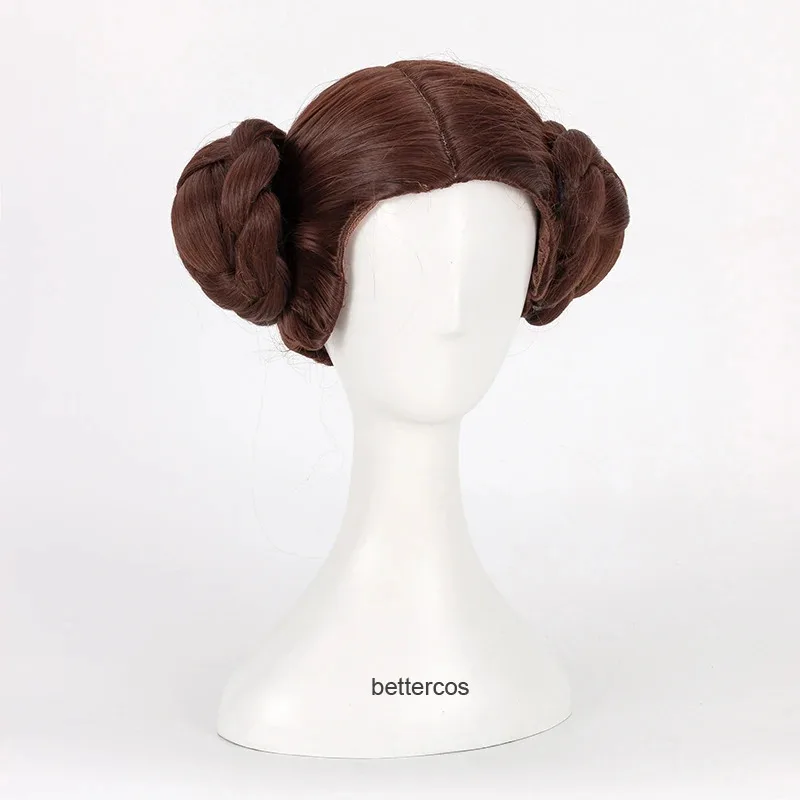 

Candy 2025Princess Leia Organa Solo Косплей Короткие коричневые термостойкие синтетические волосы + шапочка для парика