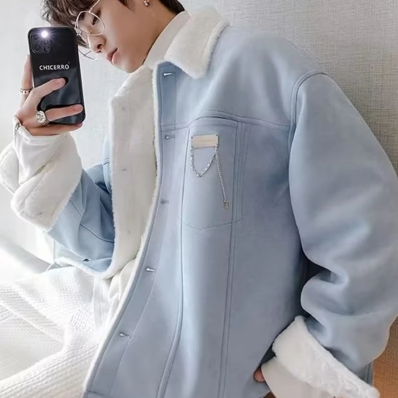 Parkas homens dois lados vestir avançado bonito estilo japonês baggy roupas masculinas all-match high street manga longa outono novo
