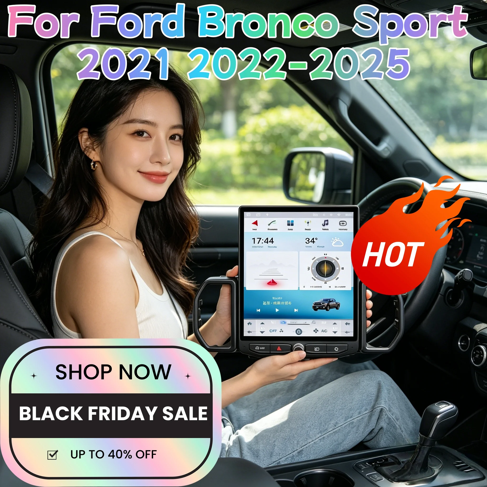 Radio para Auto de 12 Pulgadas para Ford Bronco Sport 2021 2022-2025, Reproductor Multimedia Android 14, Estéreo para Auto, Navegación GPS, Sistemas Duales