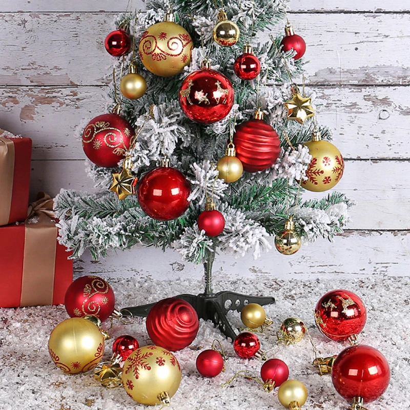 

1 Box 44PCS Colorful Christmas Balls Set DIY Christmas Tree Decoration Balls Hanging Home New Year Party Window Decoration