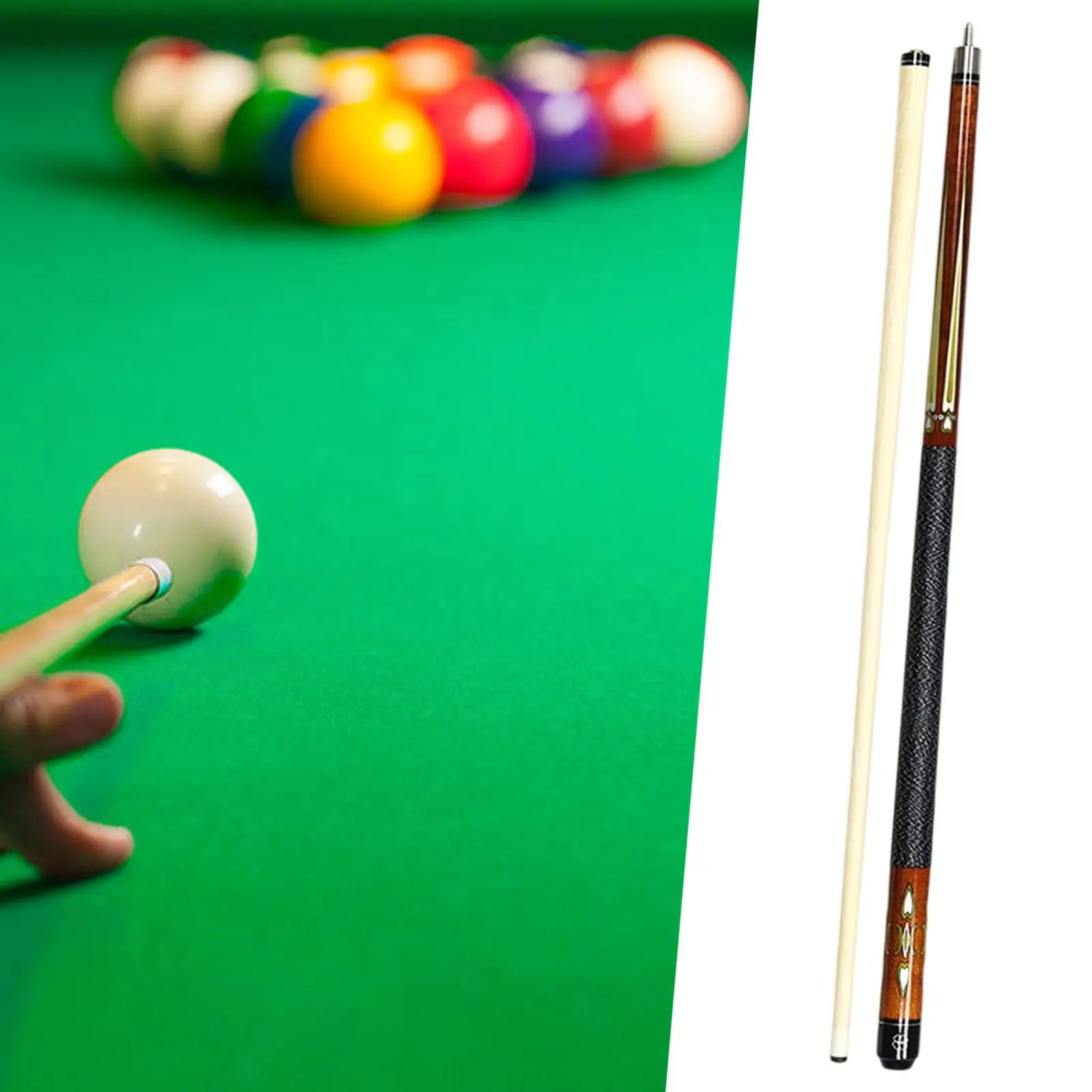 Billiard Pool Cue Stick Two Section Wood Rod 13mm Tip for Practice Club Game Home Bar Equipment