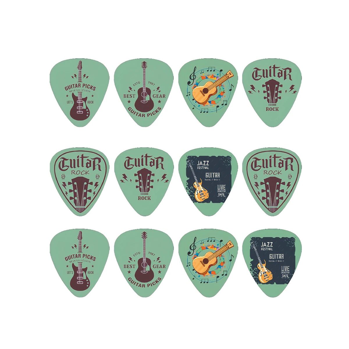 New Design 0.71/1.0mm 12Pcs/Set Guitar Paddles Cartoon Couples Acoustic Guitar Picks Musical Instrument Accessories Pick Guitar