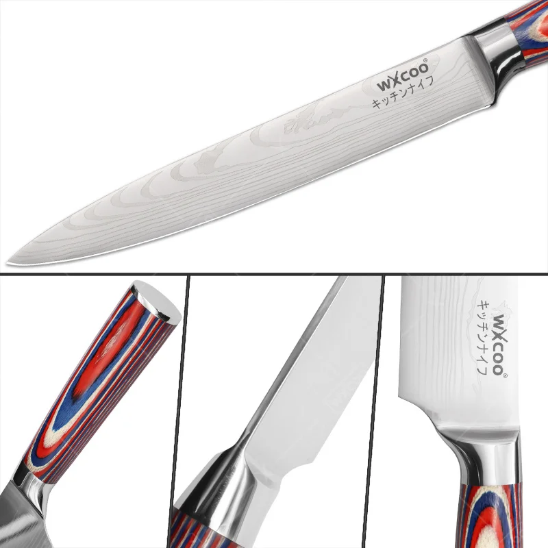 Cuchillo de Cocina Profesional de Acero Inoxidable para Rebanar Carne, Pescado, Pan, Frutas y Deshuesar, Tipo Santoku, Regalo Ideal para las Fiestas