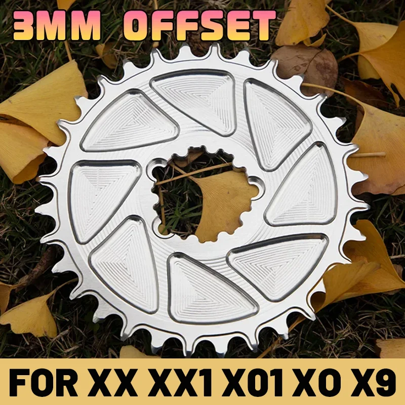 

3mm Offset Direct Mount Crown Narrow Wide 3bolt Chain Ring Silver For Sram Sx Nx Xo Xx 28t 30t 32t 34t 36t 38t Single Plate Mtb
