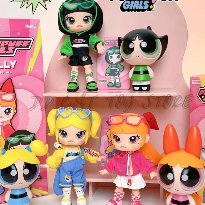 Molly × The Powerpuff Girls Series Action Figure Blossom Bubbles Buttercup Doll Kawaii Figure Desk Decor Ornament Toy Xmasgift