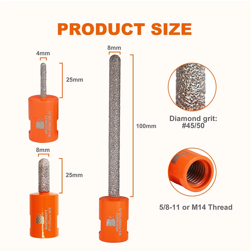 Imagem -03 - Brschnitt-diamante Dedo Bit Beveling Moinho Argamassa Rake Ferramenta Pedra de Alvenaria Tijolo Limpeza Gap Alargamento Afiação Milling Bit 1pc