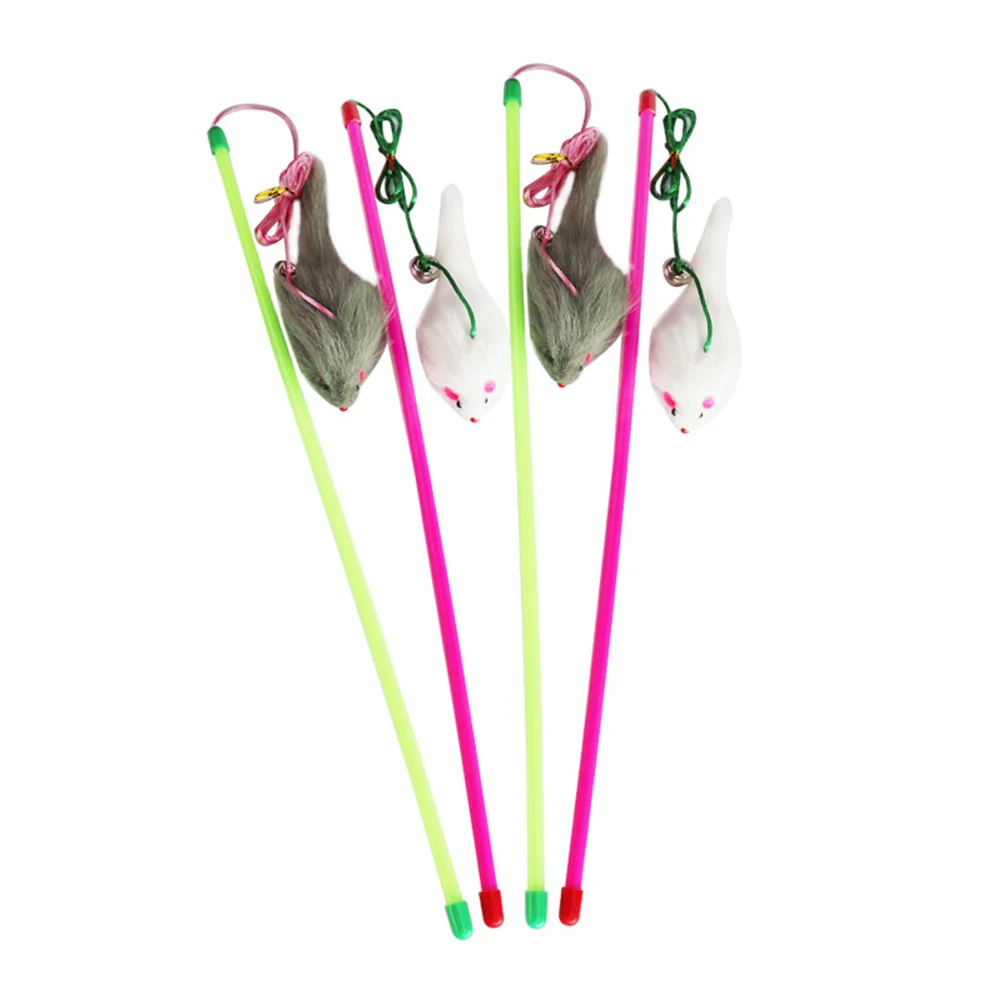 

5Pcs Cat Teaser Wand with Vivid Mouse Design Interactive Training Stick for Kitten Playtime Exercise and Bonding Activity Cat