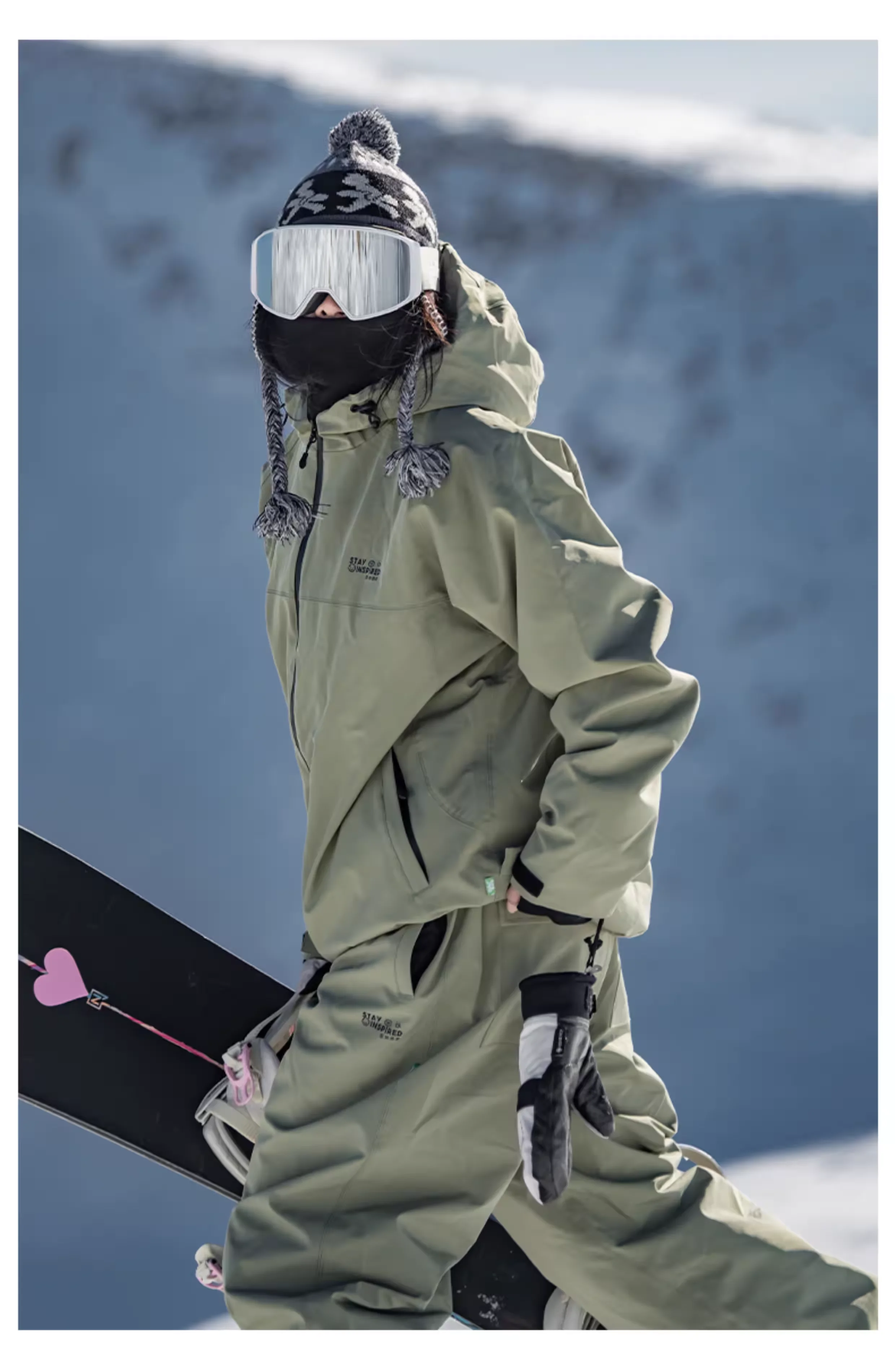 John Snow 2025 Neuer Unisex Ski-Anzug für Einzel- und Doppelbretter, Locker Geschnittener Wasserdichter Wärmehaltender Skianzug mit Skihose und Skijacke – Detail 12