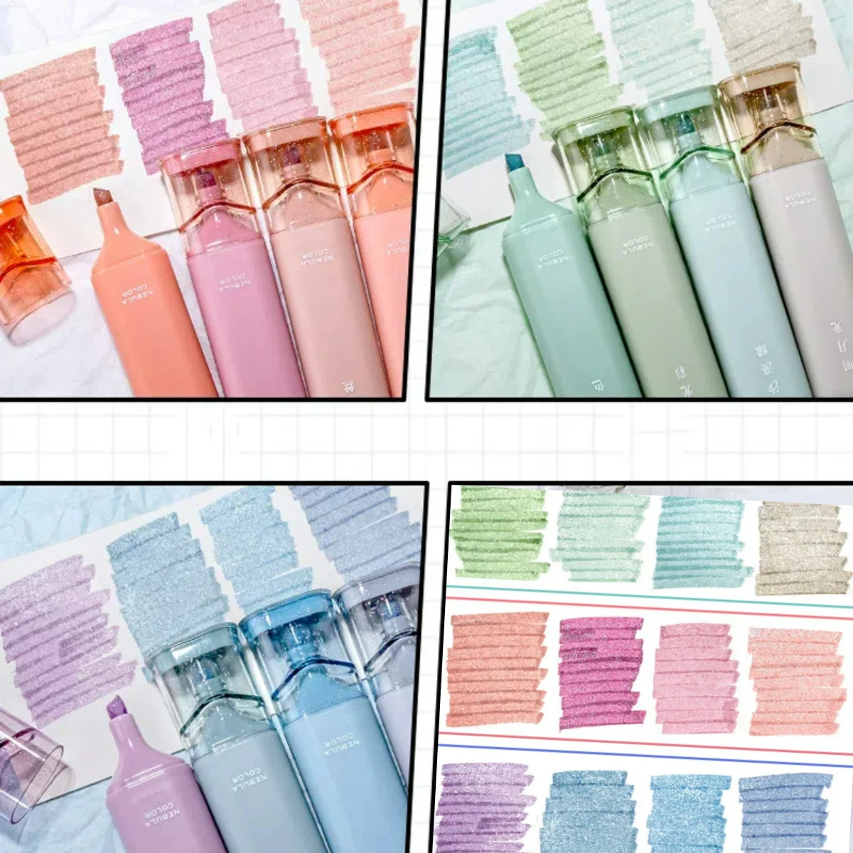 4pcs נצנצים מבריק צבע להגדיר מדליק 4 מ מ "מ מברשת לציור ציור אמנות בית ספר נצנצים מתכתי