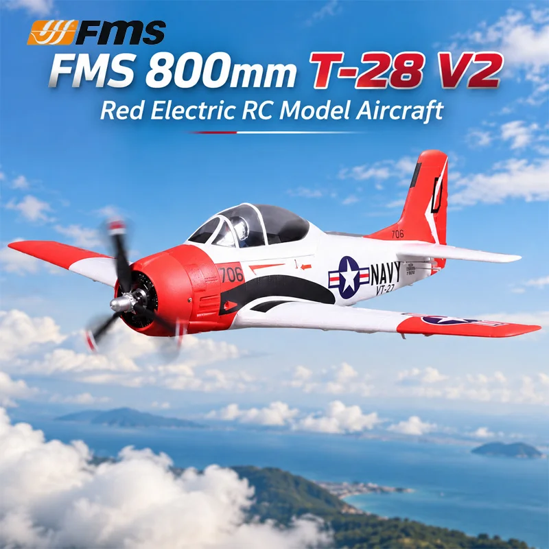 FMS 800mm T-28 Trojan V2 PNP Red scale model airplane, fixed-wing, electronically remote-controlled model aircraft
