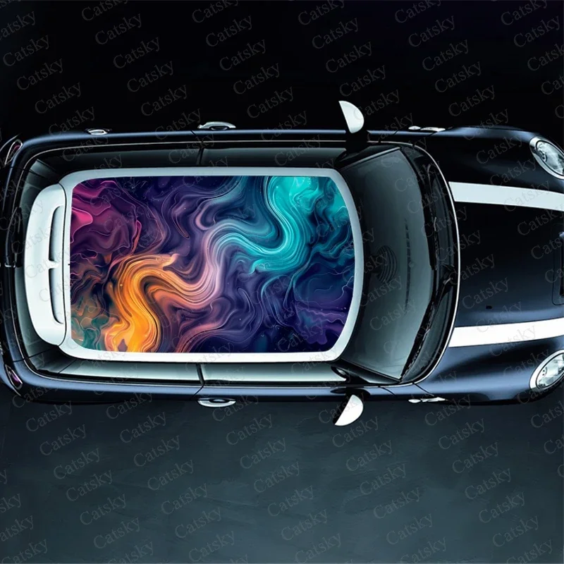 Psychedelic Swirl Pattern Car Roof Sticker Wrap Racing SUV Accessories Packaging Painted PVC Custom Car Graphic Decal