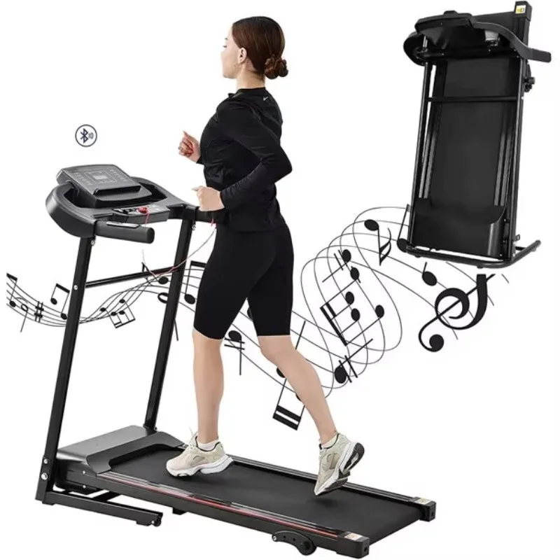 Portable foldable home treadmill with touch screen, incline, multi workout programs, max 15km/h speed and remote control