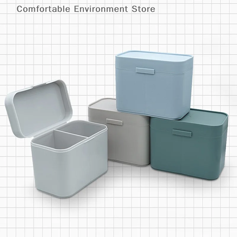 

Cotton Pads Swab Nail Wipes Makeup Brushes Organizer Storage Box Holder Container Case Independent Double-Compartment
